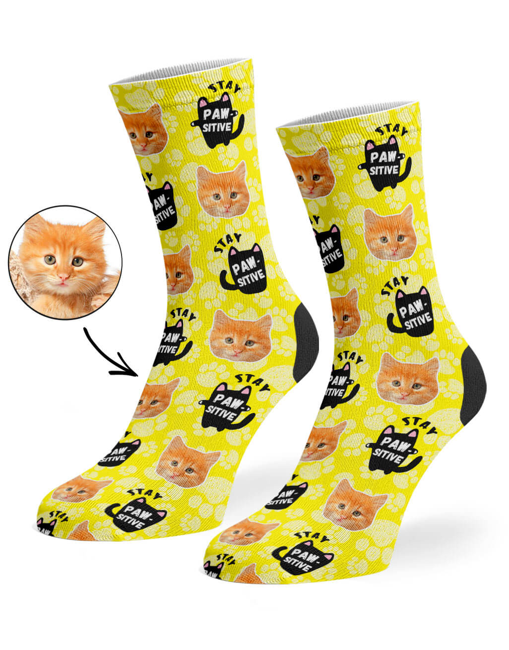 Stay Pawsitive Yellow Socks