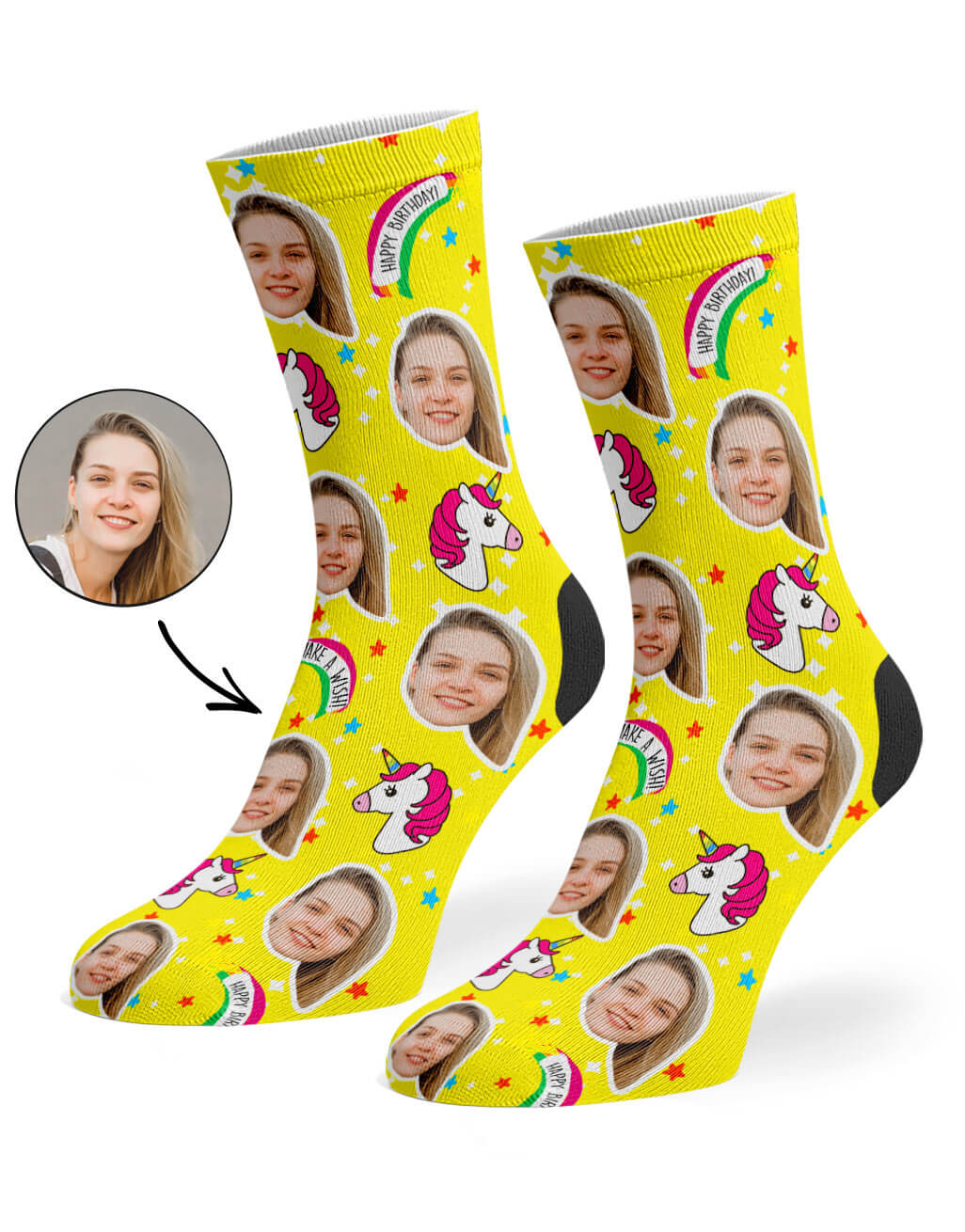 Yellow Unicorn Birthday Socks