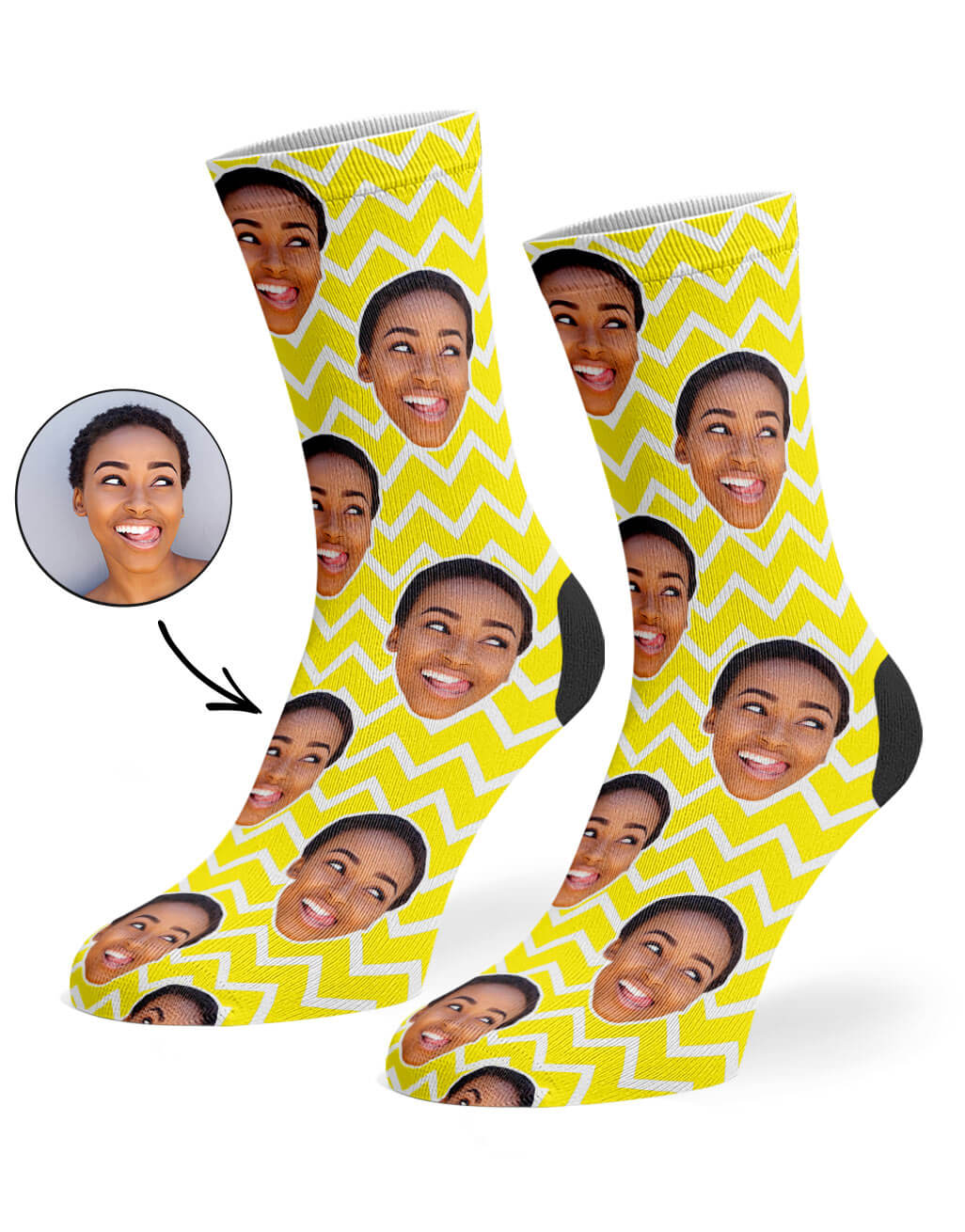 Your Photo On Zig Zag Face Pattern Socks