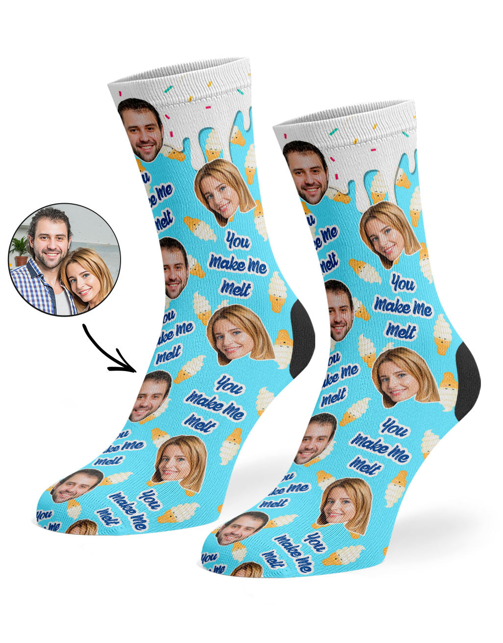 You Make Me Melt Personalised Socks