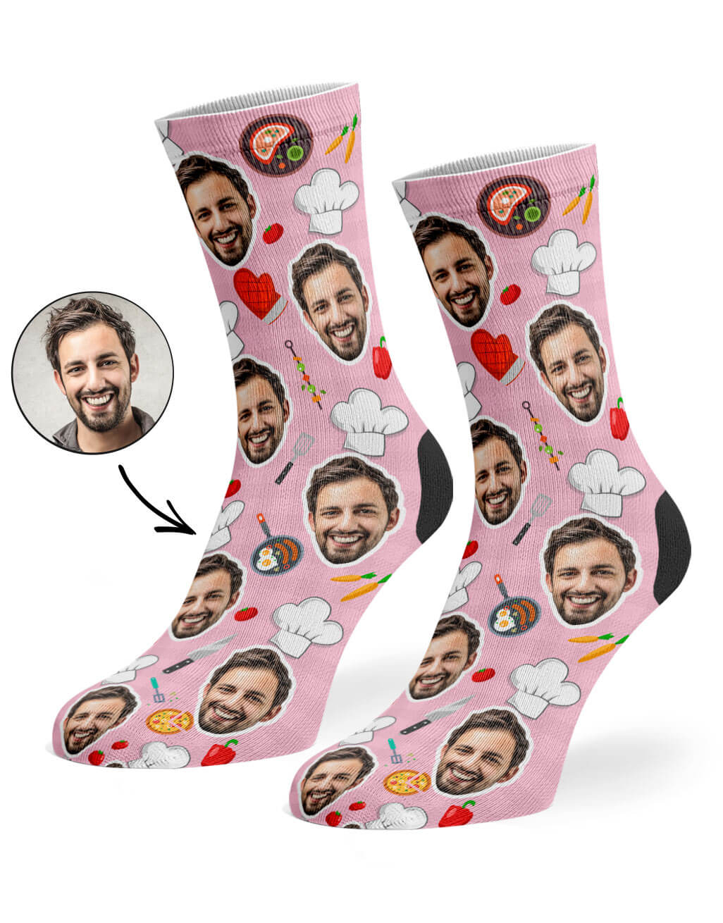 Baby Pink Chef Face Socks