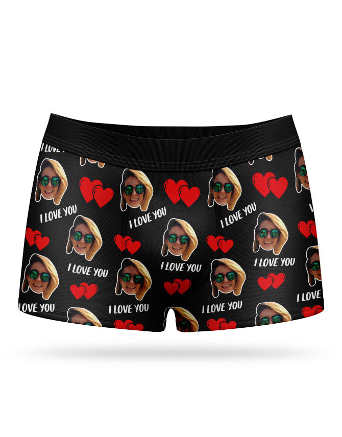 Personalised Valentine's Day Black Boxer Shorts