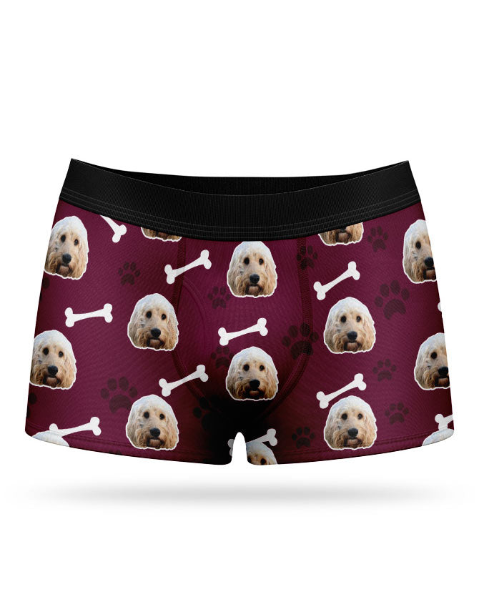 Your Dog on Burgundy Boxer Shorts