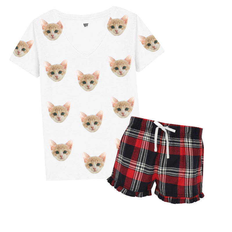 Women's Cat Pyjamas - Tartan Shorts